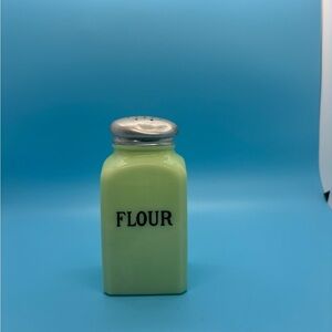 Jadeite Flour Shaker with Silver Lid